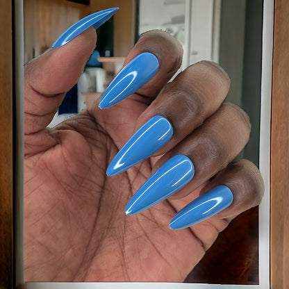 Long blue stiletto press on nails